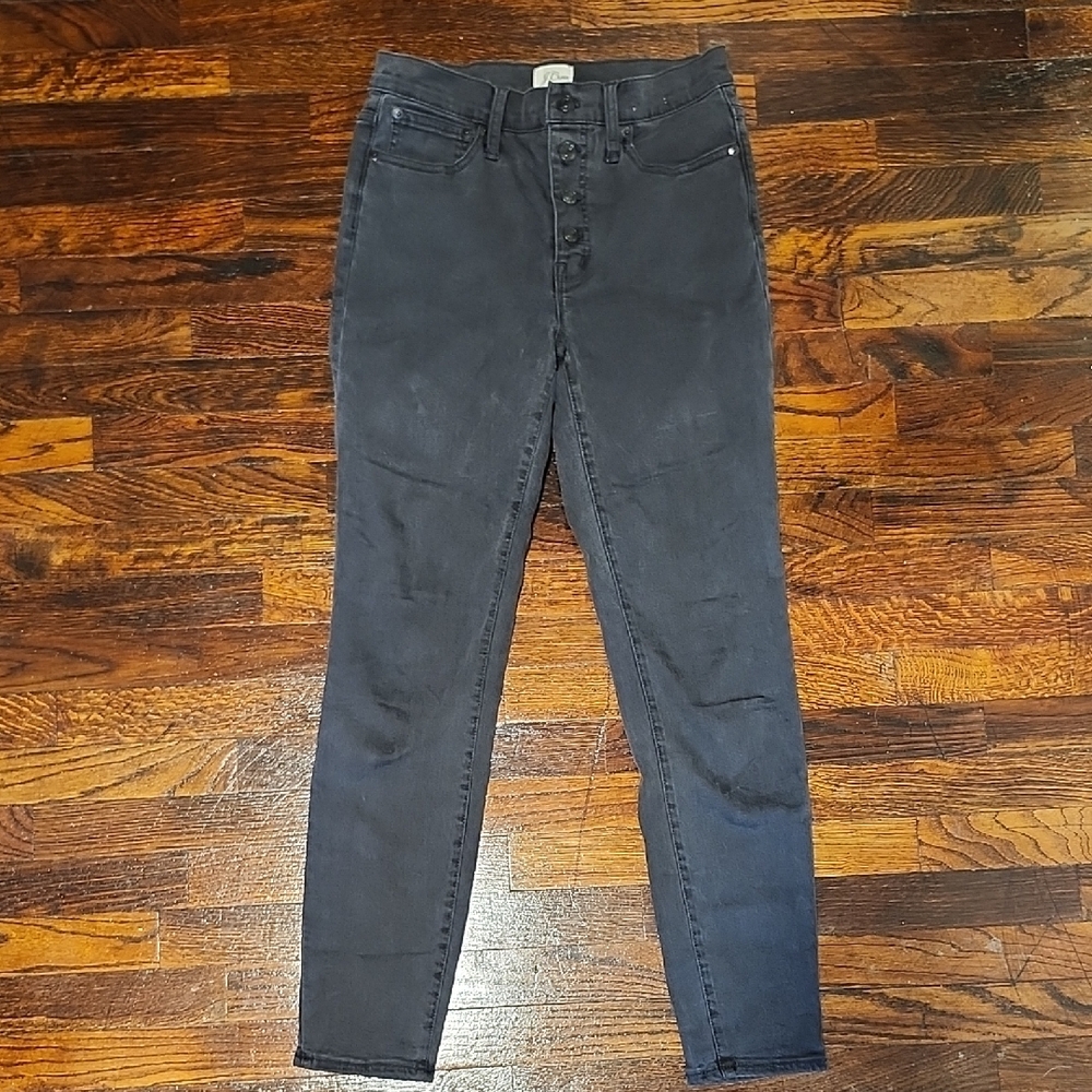 Vintage J. Crew 10" Toothpick Button Fly Women's Dark Grey Skinny Jeans